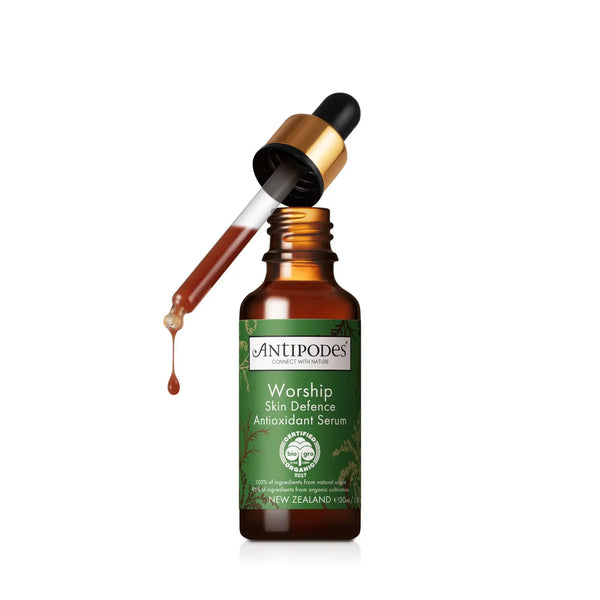 Dropper Bottle of Antipodes Worship Skin Defense Antioxidant Serum 30 mL