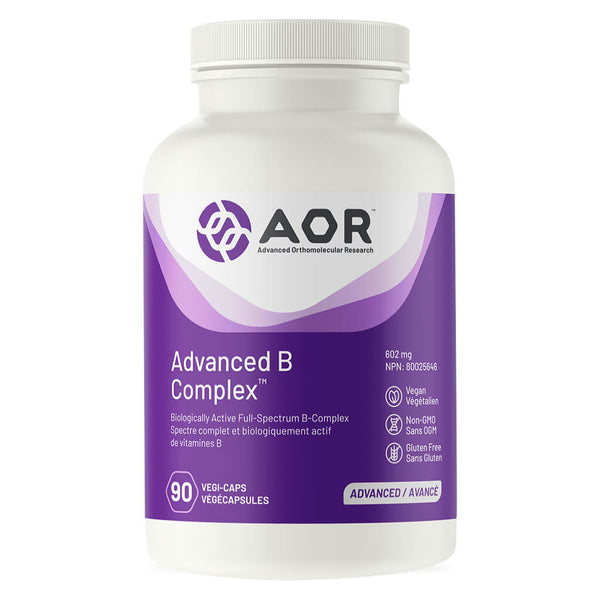 Bottle of AOR Advanced B Complex 602mg 90 Vegetable Capsules