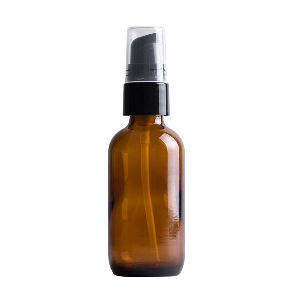 Earth's Aromatique - Amber Glass Bottle w/ Black Treatment Pump 2oz | Kolya Naturals, Canada