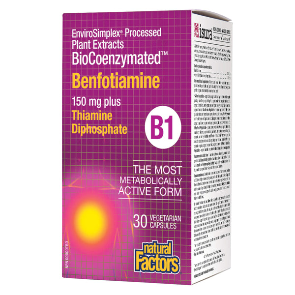 Natural Factors B-1 Benfotiamine 150 mg & Thiamine Diphosphate 10 mg | Optimum Health Vitamins, Canada