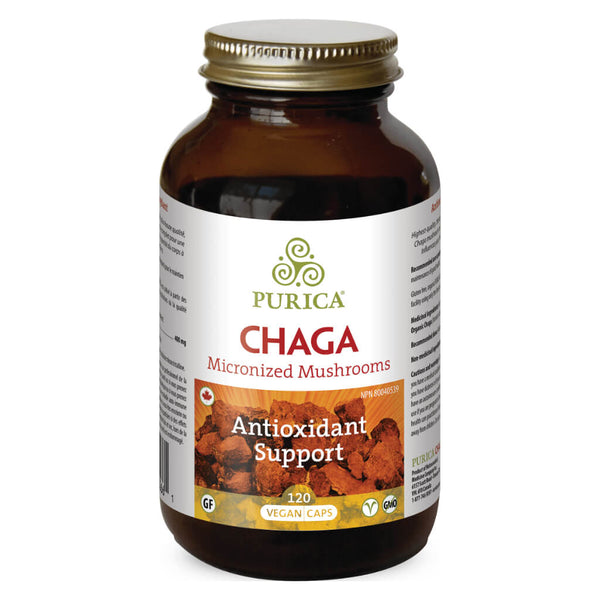 Bottle of Chaga Micronized Mushrooms 120 Vegan Capsules