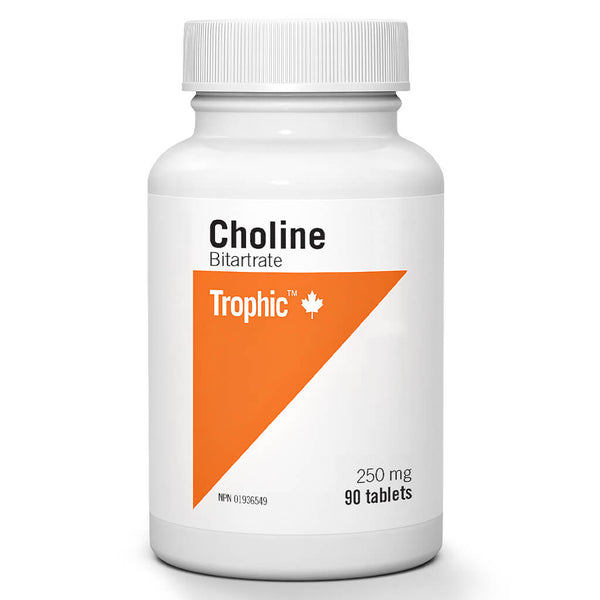 Bottle of Choline Bitartrate 250 mg 90 Tablets