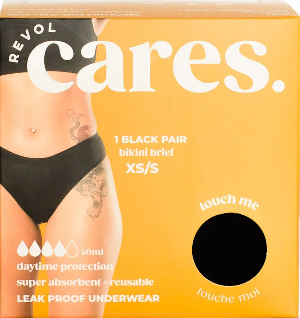 Revol Cares 1 Pair Black Bikini Brief Leak Proof XS/S