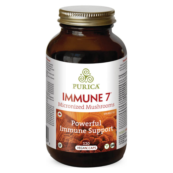 Bottle of Immune 7 Micronized Mushrooms 120 Vegan Capsules