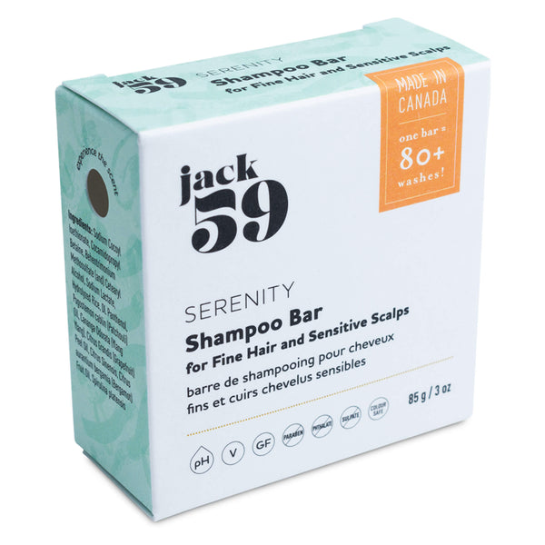 Jack 59 - Serenity Shampoo Bar for Fine Hair and Sensitive Scalps 85 Grams 3 Ounces | Optimum Health Vitamins, Canada