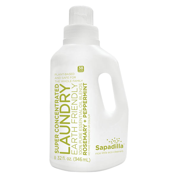Bottle of Sapadilla Laundry Liquid Rosemary + Peppermint 32 Ounces 946 Milliliters | Optimum Health Vitamins, Canada