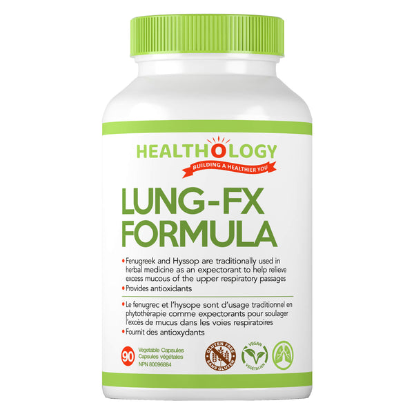 Bottle of Healthology Lung-FX Formula 90 Vegetable Capsules