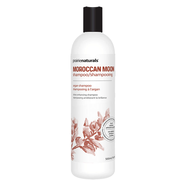 Bottle of Prairie Naturals Moroccan Moon Argan Smoothing Shampoo 500 Milliliters