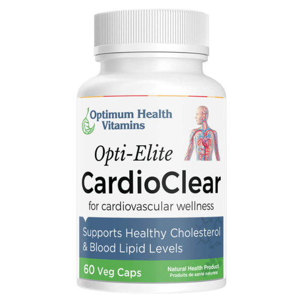 Bottle of Opti-Elite CardioClear 60 Vegetable Capsules