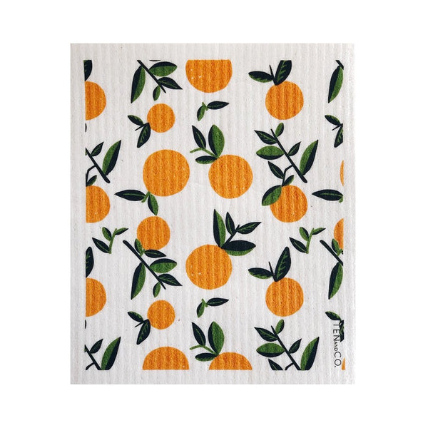 Ten & Co - Sponge Cloth 6.75 Inches by 8 Inches, Citrus Orange | Optimum Health Vitamins, Canada