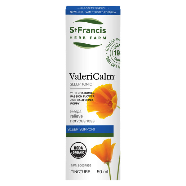 Box of St. Francis Herb Farm ValeriCalm Sleep Tonic Tincture 50 Milliliters