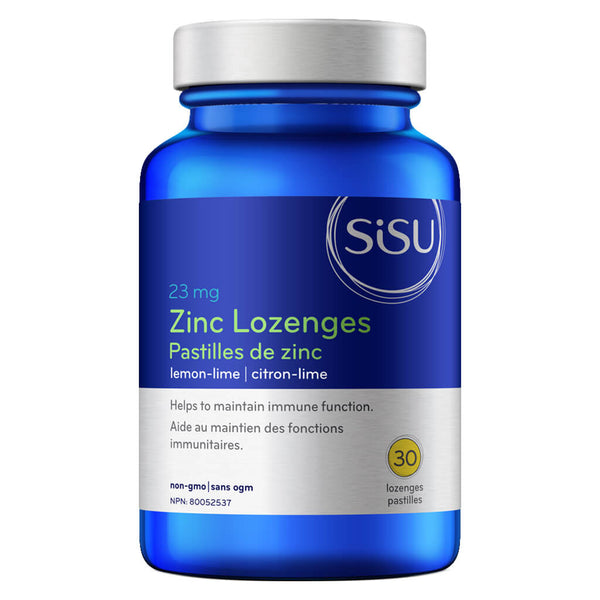 Bottle of Zinc Lozenges 23 mg Lemon-Lime Flavour 30 Lozenges
